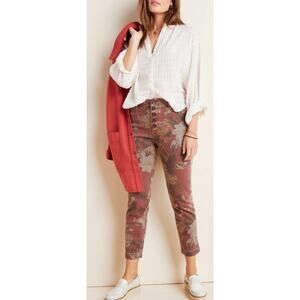 Anthropologie Pilcro Floral Print Slim Straight Pants